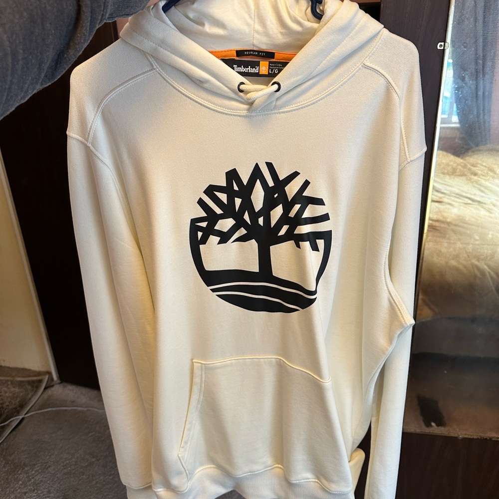 Timberland Off-White Hoodie with Black Accents